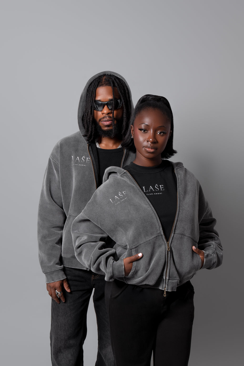 LAŚE Zip Hoodie — Vintage Black