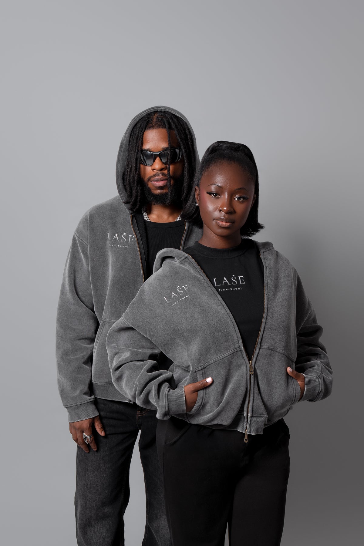 LAŚE Zip Hoodie — Vintage Black