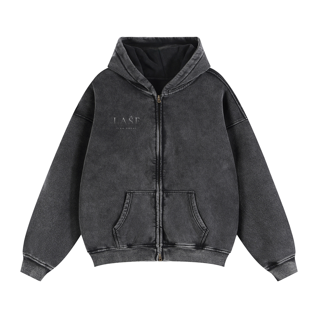LAŚE Zip Hoodie — Vintage Black