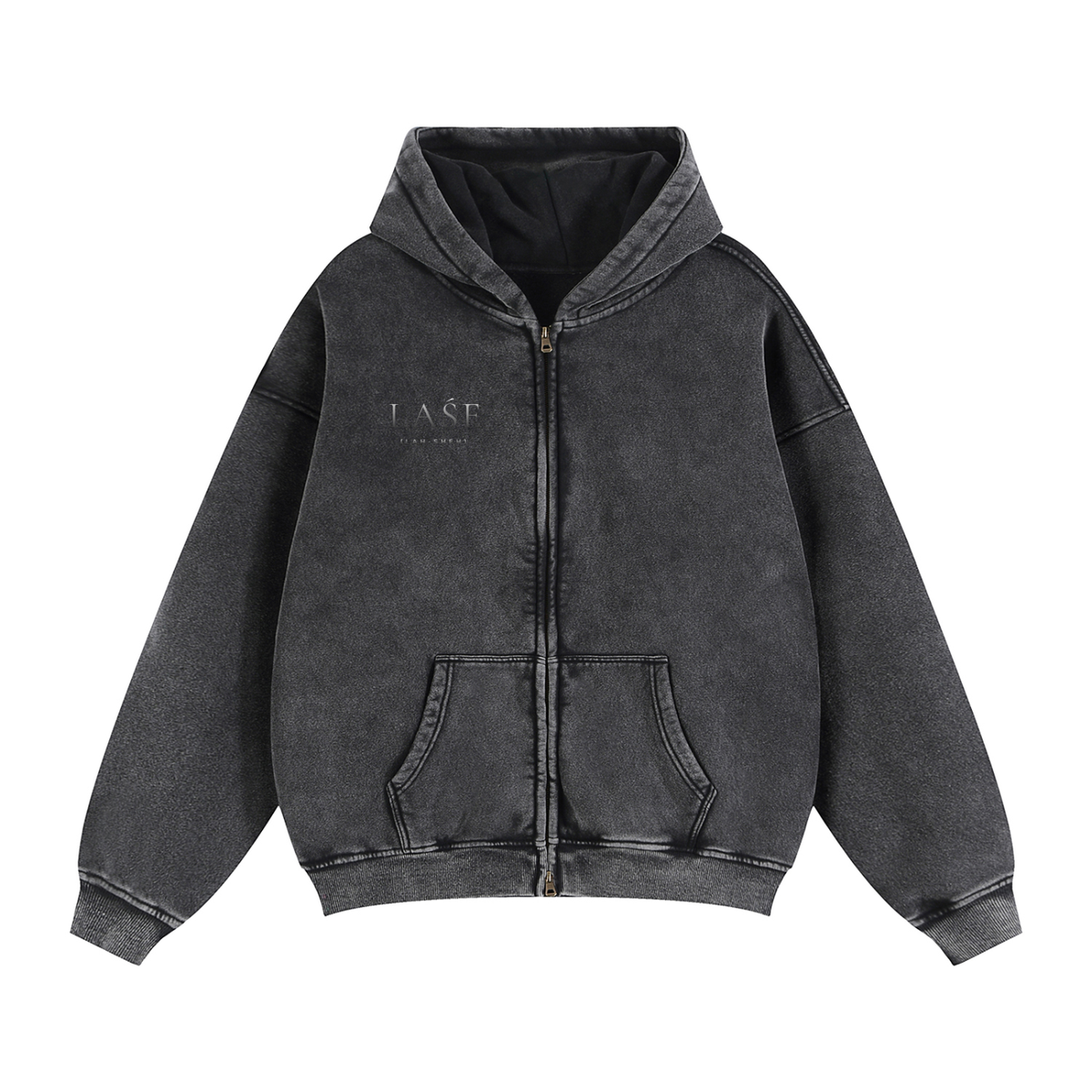 LAŚE Zip Hoodie — Vintage Black